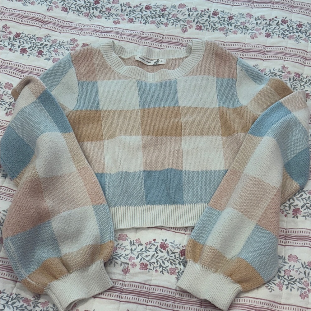 Altar'd State Multicolor Plaid Sweater